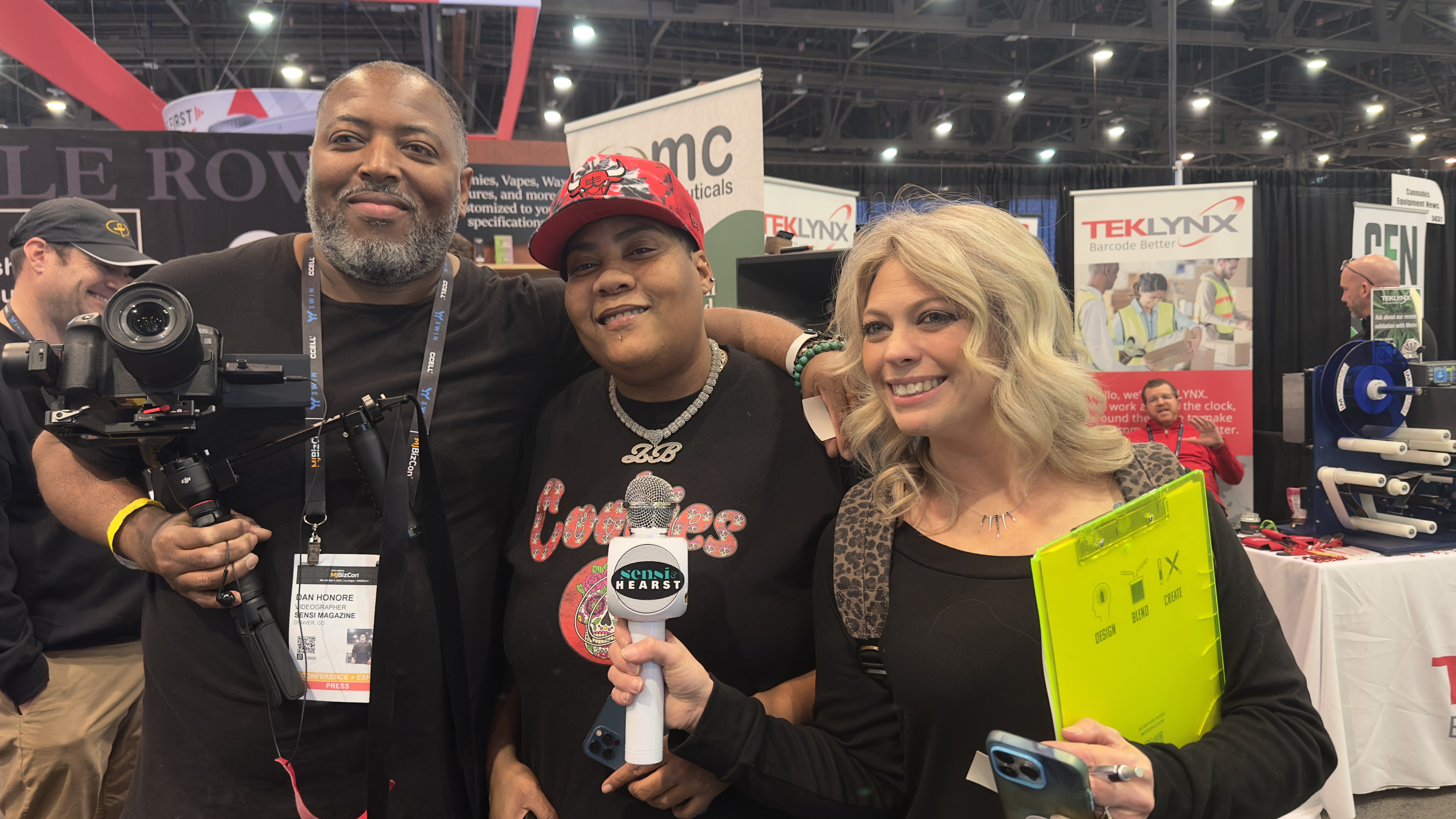 Zairilla Bacon, Renee from Sensi Media and Dan with Honored Photography at MJBizCon